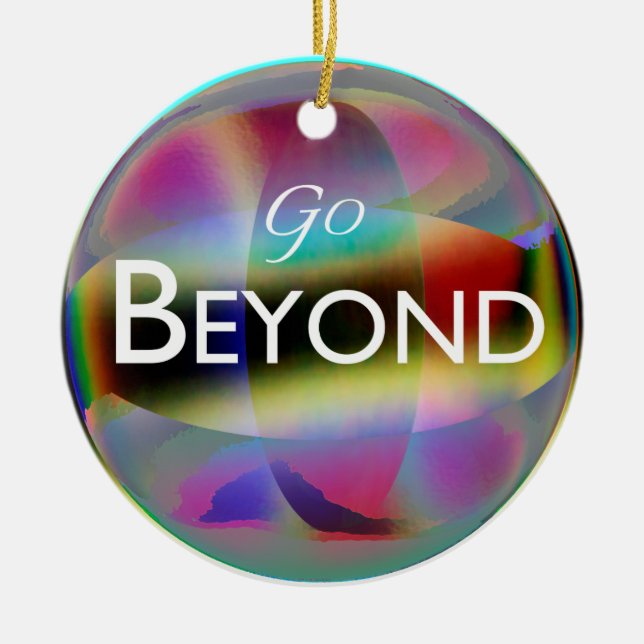 "Go Beyond"/"Look Within" Pastel Abstract Art Ceramic Tree Decoration (Front)