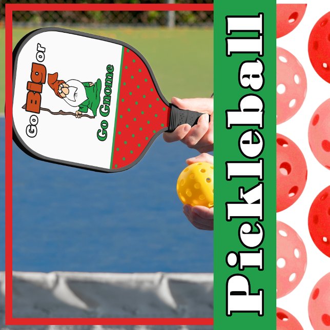 Go Big or Go Gnome, Red and Green Polka Dots Pickleball Paddle (Go Big or Go Gnome, Red and Green Polka Dots Pickleball Paddle
)