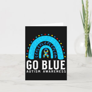 Go Blue Autism Awareness Support Gifts Blue Ribbon Card