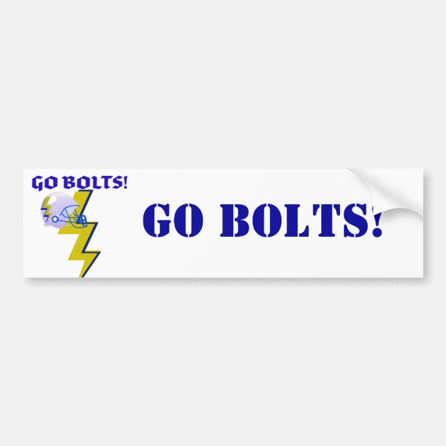 "GO BOLTS" LIGHTNING BOLT FOOTBALL HELMET PRINT BUMPER STICKER (Front)