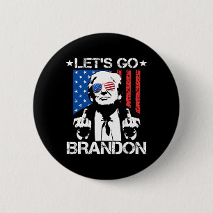 Go Brandon Trump Middle Finger Flag 6 Cm Round Badge
