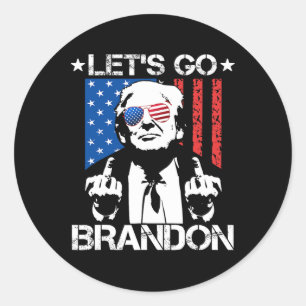 Go Brandon Trump Middle Finger Flag Classic Round Sticker