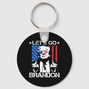 Go Brandon Trump Middle Finger Flag Key Ring