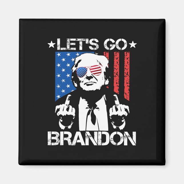 Go Brandon Trump Middle Finger Flag  Magnet (Front)