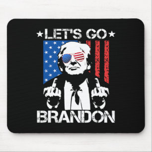 Go Brandon Trump Middle Finger Flag Mouse Mat