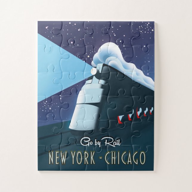 "Go by rail" New York - Chicago Jigsaw Puzzle (Vertical)