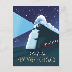 "Go by rail" New York - Chicago Postcard