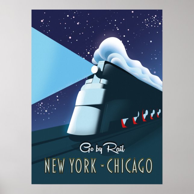 "Go by rail" New York - Chicago Poster (Front)