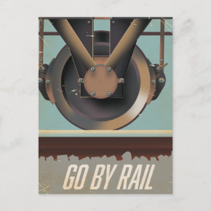 Go By Train Announcement Postcard