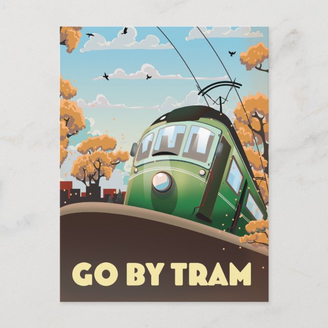 Go By Tram Announcement Postcard (Front)