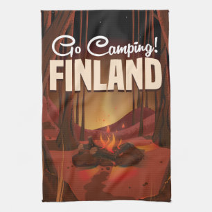 Go Camping! Finland holiday poster Tea Towel