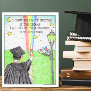 Go Confidently Rainbow Graduation Postcard