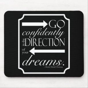 Go Confidently -- White on Black Mouse Mat