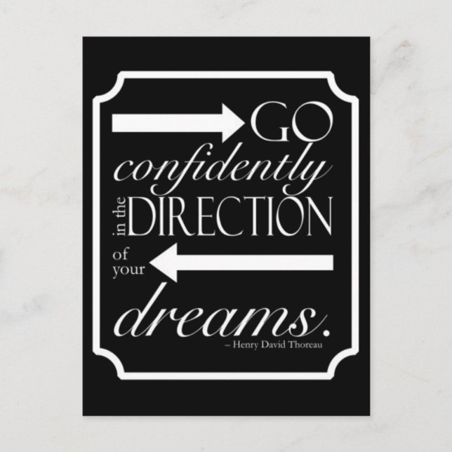 Go Confidently -- White on Black Postcard (Front)
