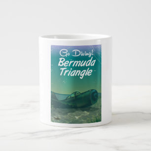 Go Diving! Bermuda triangle travel poster Large Coffee Mug