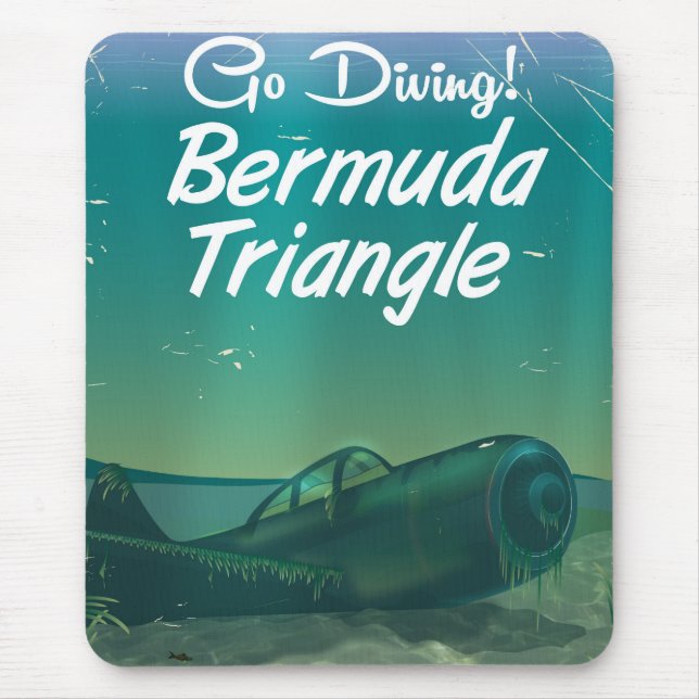 Go Diving! Bermuda triangle travel poster Mouse Mat (Front)