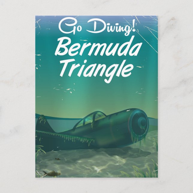 Go Diving! Bermuda triangle travel poster Postcard (Front)