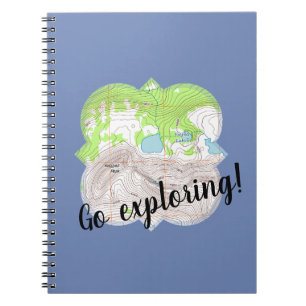 "Go Exploring" Topographic Map Quatrefoil Notebook