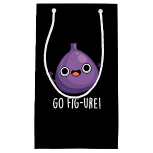 Go Fig-ure Funny Fig Fruit Pun Dark BG Small Gift Bag