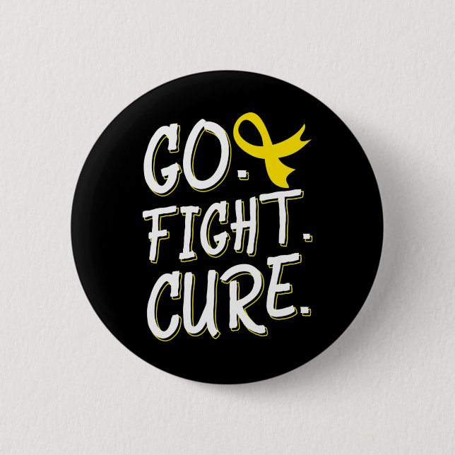 Go Fight Cure Childhood Cancer Gold Ribbon Awarene 6 Cm Round Badge (Front)