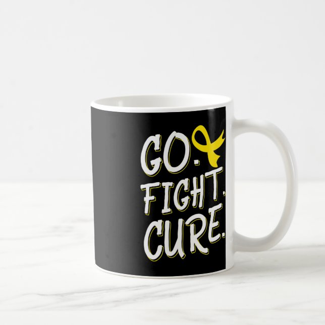 Go Fight Cure Childhood Cancer Gold Ribbon Awarene Coffee Mug (Right)