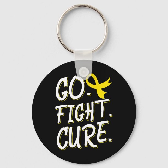 Go Fight Cure Childhood Cancer Gold Ribbon Awarene Key Ring (Front)