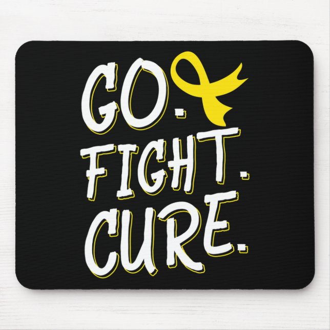 Go Fight Cure Childhood Cancer Gold Ribbon Awarene Mouse Mat (Front)