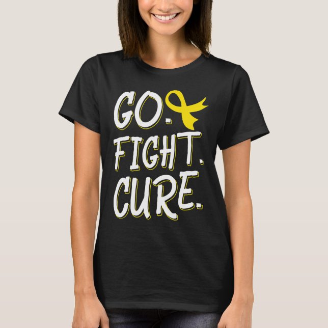 Go Fight Cure Childhood Cancer Gold Ribbon Awarene T-Shirt (Front)