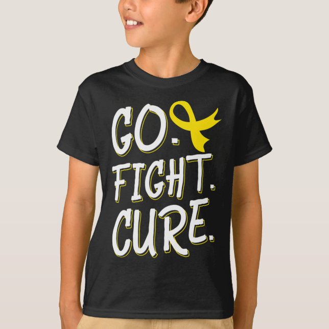 Go Fight Cure Childhood Cancer Gold Ribbon Awarene T-Shirt (Front)