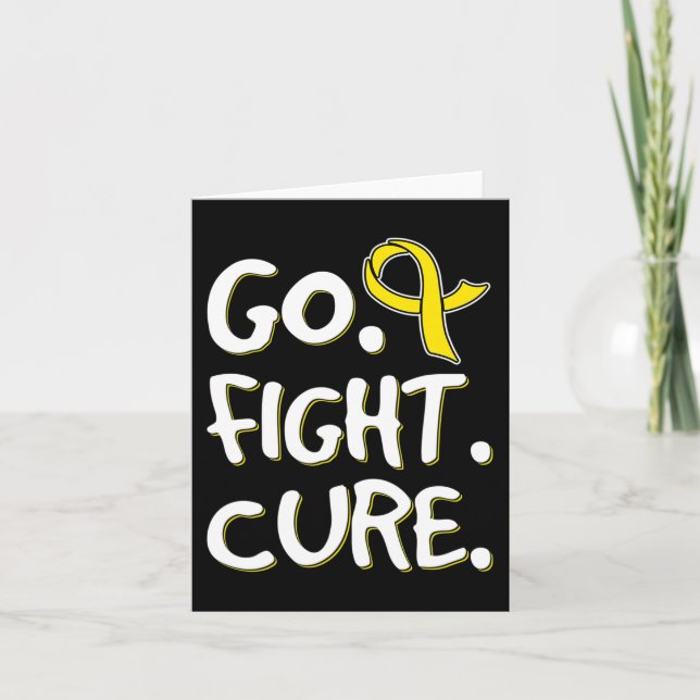 Go Fight Cure Gold Ribbon Childhood Cancer Awarene Card (Front)