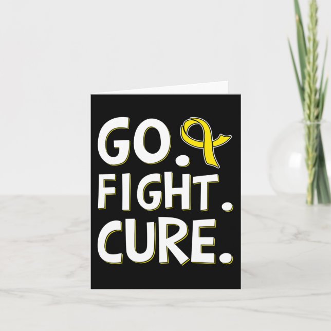 Go Fight Cure Gold Ribbon Childhood Cancer Awarene Card (Front)
