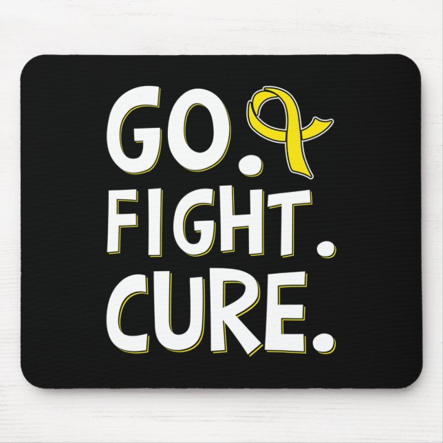 Go Fight Cure Gold Ribbon Childhood Cancer Awarene Mouse Mat (Front)