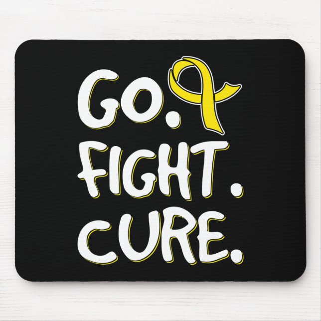 Go Fight Cure Gold Ribbon Childhood Cancer Awarene Mouse Mat (Front)