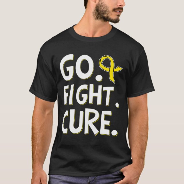 Go Fight Cure Gold Ribbon Childhood Cancer Awarene T-Shirt (Front)