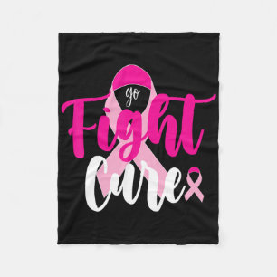 Go Fight Cure Pink Ribbon Breast Cancer Awareness  Fleece Blanket