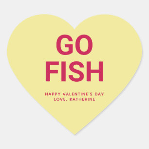 Go fish funny Valentine's Day custom conversation Heart Sticker