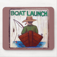 Go Fishing! Boat Launch Painting Mouse Pad