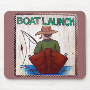 Go Fishing! Boat Launch Painting Mouse Pad