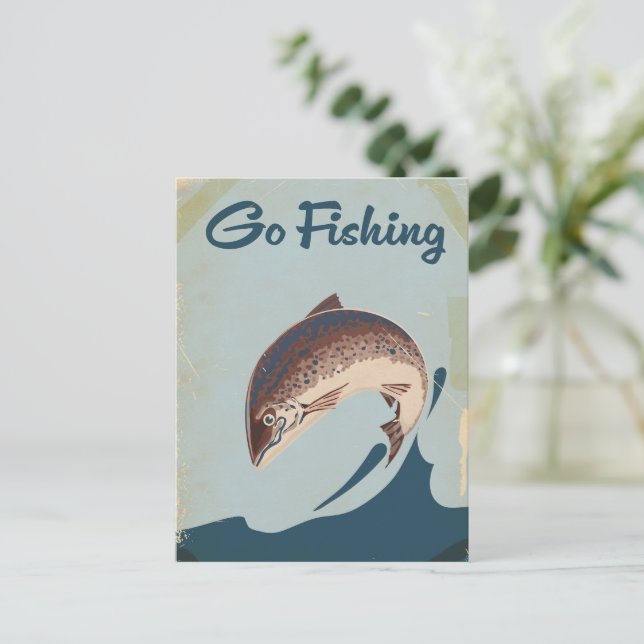 Go Fishing Invitation Postcard (Standing Front)