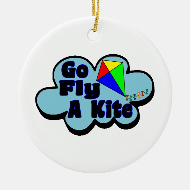 Go Fly A Kite Ceramic Tree Decoration (Front)