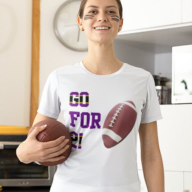 Go For 2 Football Team Colours Purple Black T-Shirt (Creator Uploaded)