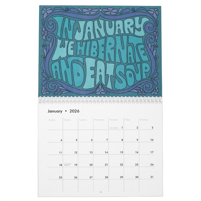 Go For It! Groovy Lettering Calendar (Jan 2026)