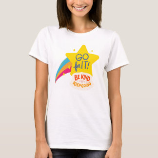 Go For It!" Motivational Star & Rainbow T-Shirt