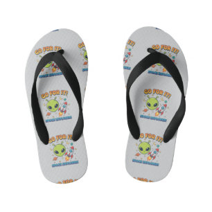 "Go For It!" Space Explorer Kid's Flip Flops