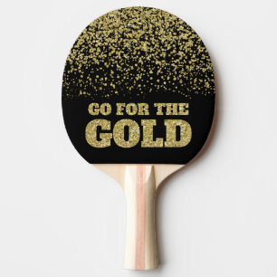 Go for the Gold Glitter Black Ping Pong Paddle