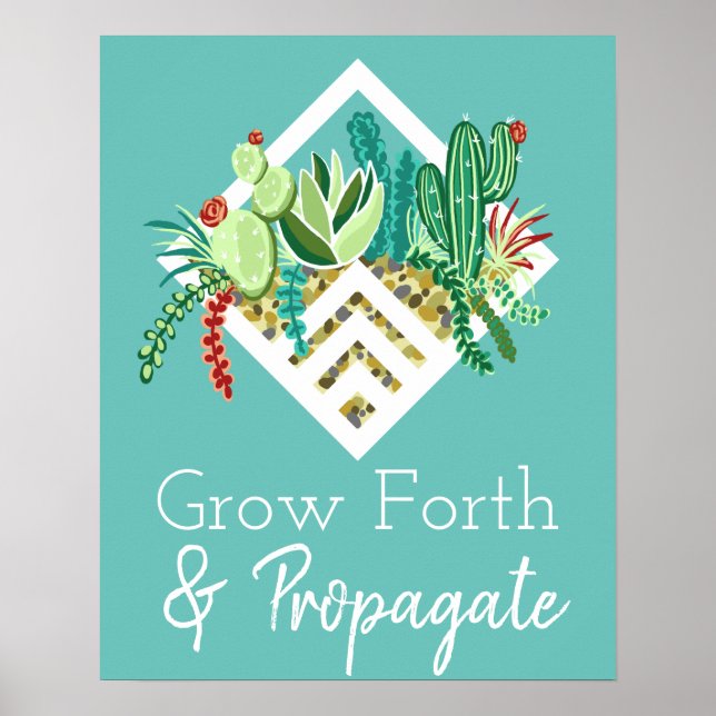 Go Forth & Propagate Terrarium Succulents & Cactus Poster (Front)