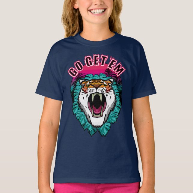Go get 'em - Tiger Face Graphic Design T-Shirt (Front)