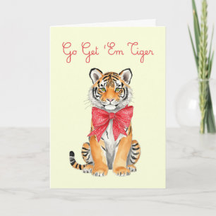 Go Get 'Em Tiger Watercolor Greeting Card