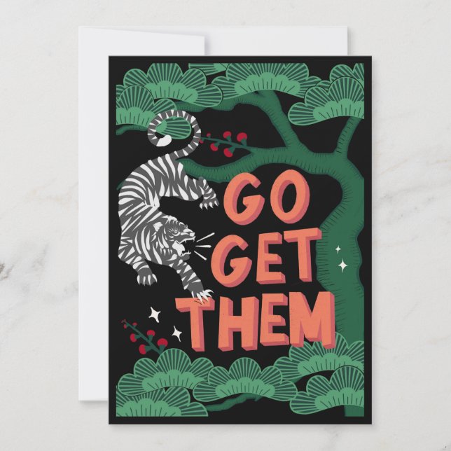 Go Get Them Japan Tiger Positivity Encouragement Invitation (Front)