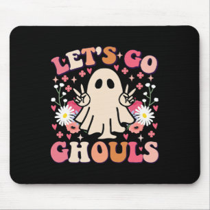 Go Ghouls Retro Floral Ghost Groovy Halloween Mouse Mat